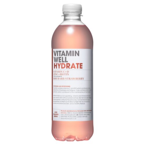 Vitamin Well Hydrate with Flavour of Rhubarb/Strawberry 500ml