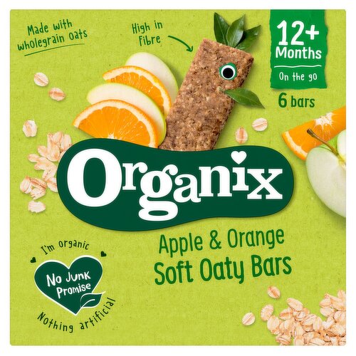 Organix Apple & Orange Soft Oaty Bars Toddler Snacks Multipack 138g (6x23g) 12 months+