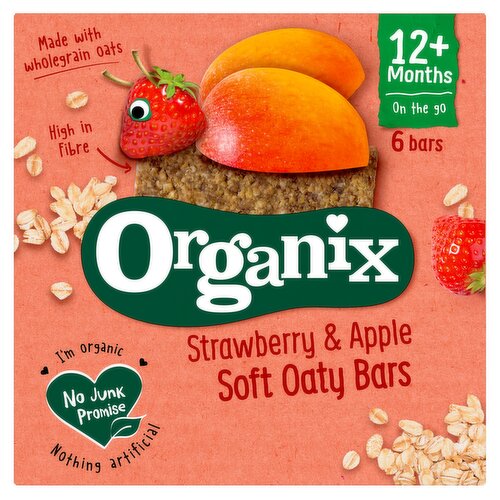 Organix Strawberry & Apple Soft Oaty Bars Toddler Snacks Multipack 138g (6x23g) 12 months+