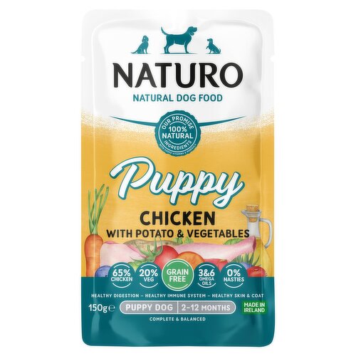 Naturo Natural Dog Food Puppy Chicken with Potato & Vegetables Puppy Dog 2-12 Months 150g