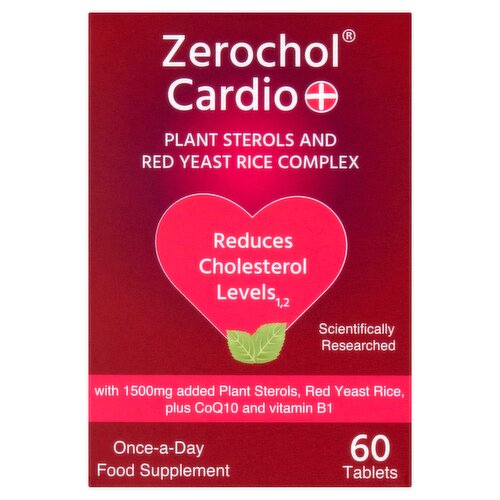 Zerochol Cardio Plant Sterols and Red Yeast Rice Complex Once-a-Day 60 Tablets 61g
