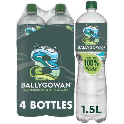 Ballygowan Sparkling Natural Mineral Water Bottle 4 x 1.5 Litres