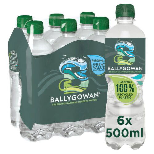 Ballygowan Sparkling Natural Mineral Water Bottle 6 x 500ml
