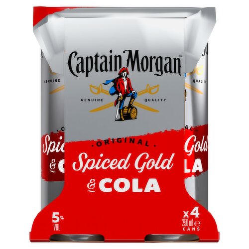 Captain Morgan Spiced Gold Rum & Cola Mixed Drink 4x250ml Can