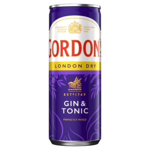 Gordon's London Dry Gin & Tonic Mixed Drink 250ml Can