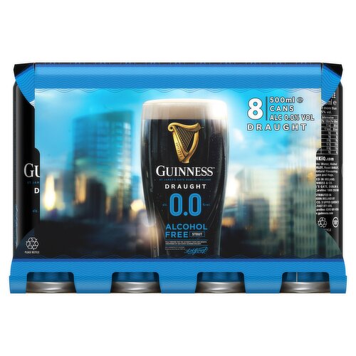 Guinness 0.0% Draught Alcohol Free Stout Beer 8x500ml Can