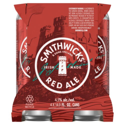 Smithwicks Red Ale Beer 4 x 500ml