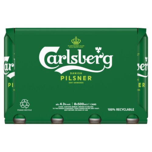 Carlsberg Danish Pilsner Lager Beer  8x500ml Can
