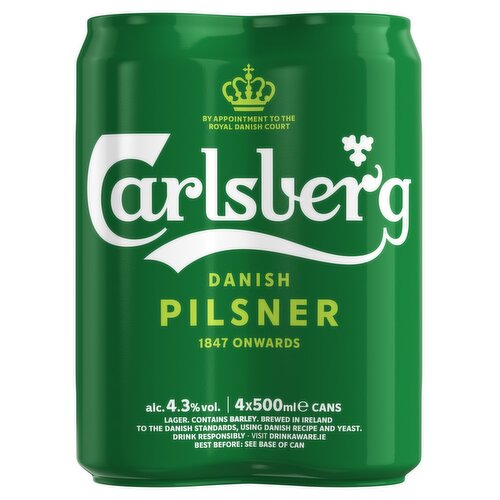 Carlsberg Danish Pilsner Lager Beer 4x500ml Can