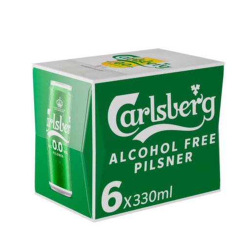 Carlsberg 0.0% Danish Pilsner Lager Beer  6x330ml Can