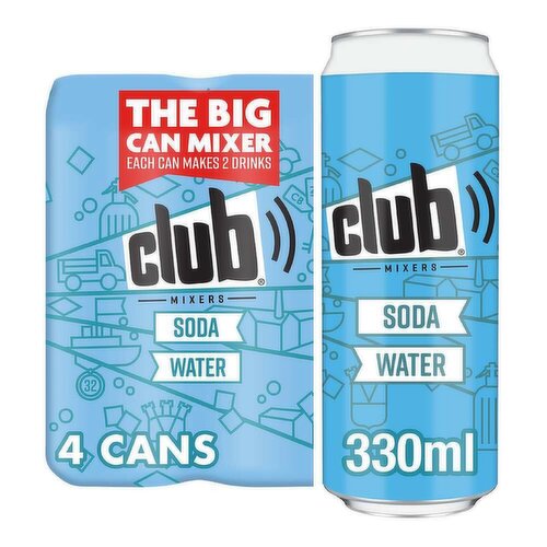 Club Mixers Soda Water Can 4 x 330ml