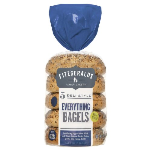 Fitzgeralds Family Bakery 5 Deli Style Everything Bagels 430g