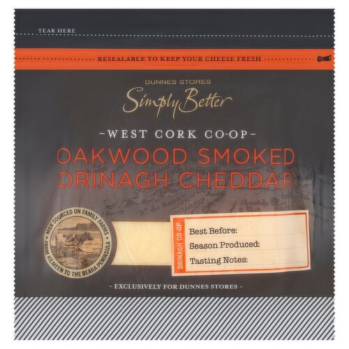 Dunnes Stores Simply Better Oakwood Smoked Drinagh Cheddar 200g
