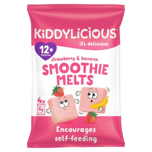 Kiddylicious Strawberry & Banana Smoothie Melts 12+ Months 4 x 6g (24g)