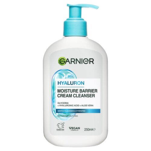 Garnier Hyaluron Barrier Protect Cream Cleanser, with Glycerin + Hyaluronic Acid + Aloe Vera, 250ml
