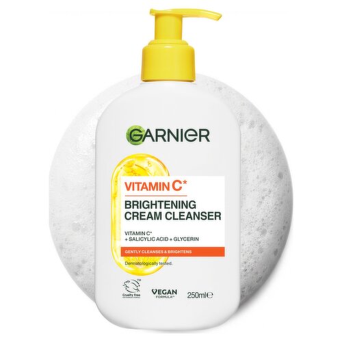Garnier Vitamin C Brightening Cream Cleanser, Hydrates, Brightens, Cleanses for Glowing Skin, 250ml
