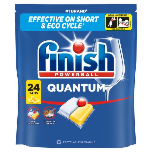 Finish Quantum All In One Lemon Dishwasher Tablets - 24 Tabs