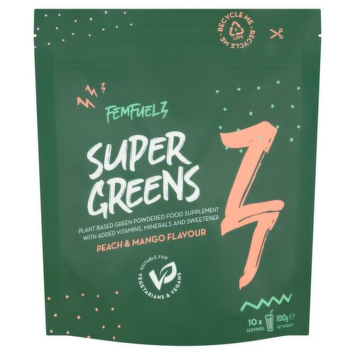 Femfuelz Super Greens Peach & Mango Flavour 100g