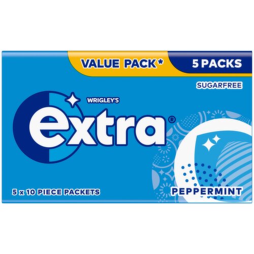 Extra Peppermint Sugarfree Chewing Gum Multipack 5x10 Pieces