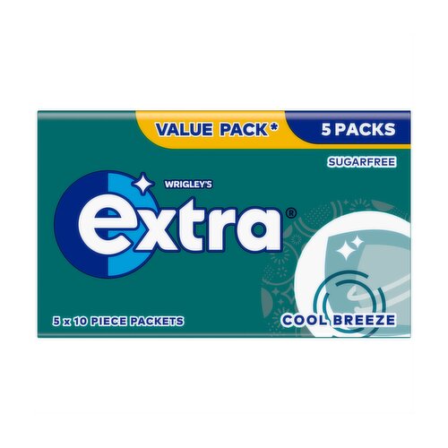 Extra Cool Breeze Sugarfree Chewing Gum Multipack 5x10 Pieces
