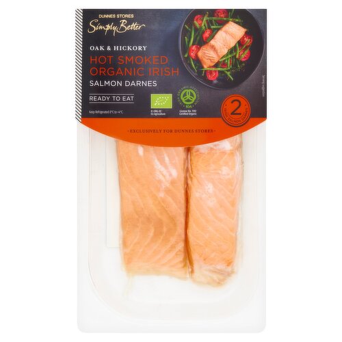 Dunnes Stores Simply Better Oak and Hickory Hot Smoked Organic Irish Salmon Darnes 180g