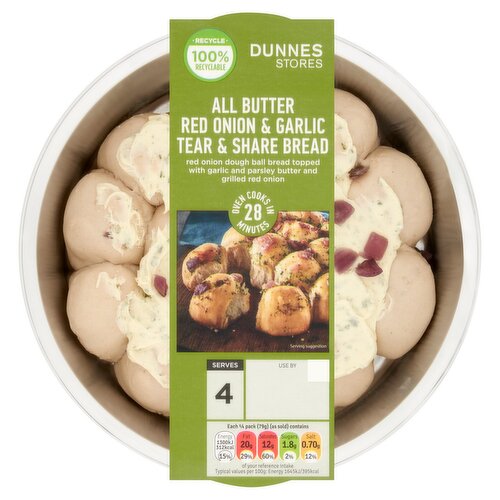 Dunnes Stores All Butter Red Onion & Garlic Tear & Share Bread 316g
