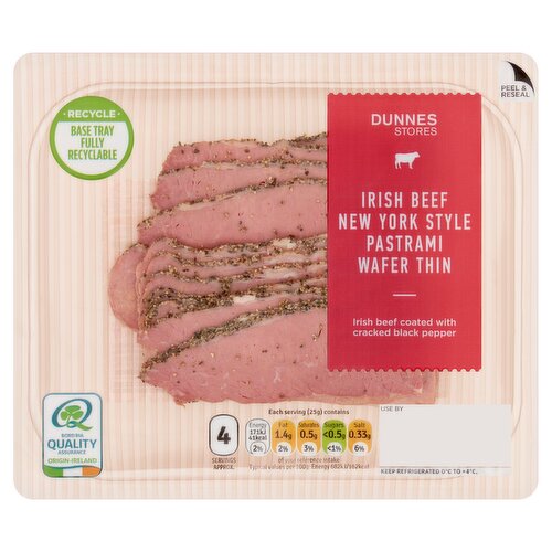 Dunnes Stores Irish Beef New York Style Pastrami Wafer Thin 100g