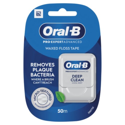 Oral-B Pro-Expert Advanced Waxed Dental Floss - Deep Clean - Cool Mint Dental Tape - 50m