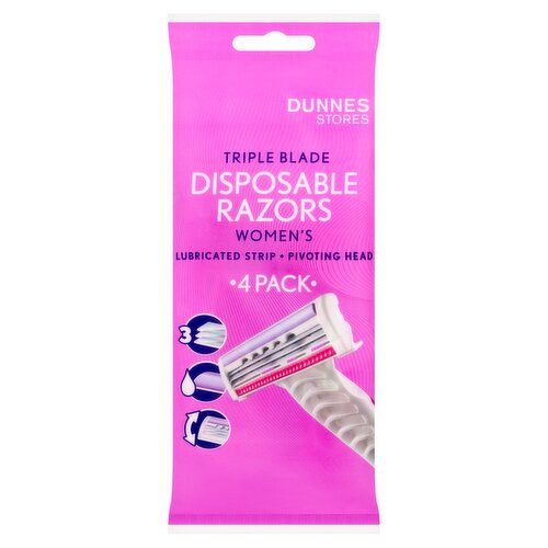 Dunnes Stores 4 Triple Blade Disposable Razors Women's