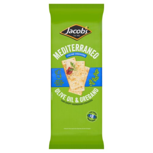 Jacob's Mediterraneo Olive Oil & Oregano Italian Crackers 8 x 31.25g (250g)