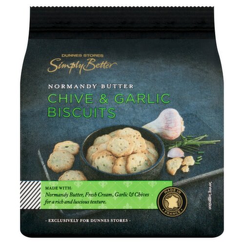 Dunnes Stores Simply Better Normandy Butter Chive & Garlic Biscuits 100g