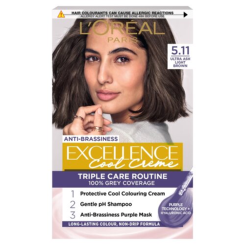 Excellence Cool Crème 5.11 Ultra Ash Light Brown: Anti-Brass, 100% Grey Cover for cool results.