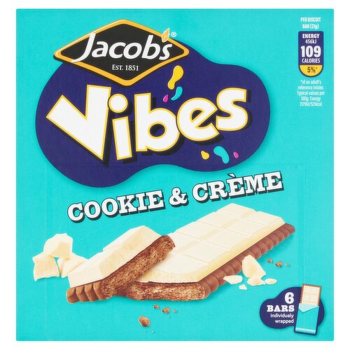 Jacob's Vibes Cookie & Crème Bars 6 x 21g (126g)