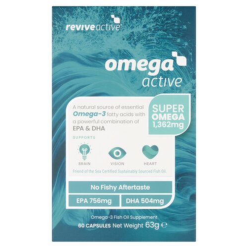 Revive Active Omega Active Omega-3 Fish Oil Supplement 60 Capsules 63g