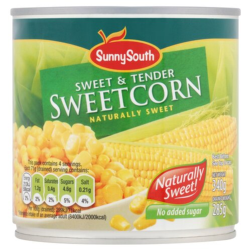 Sunny South Sweetcorn Naturally Sweet 340g