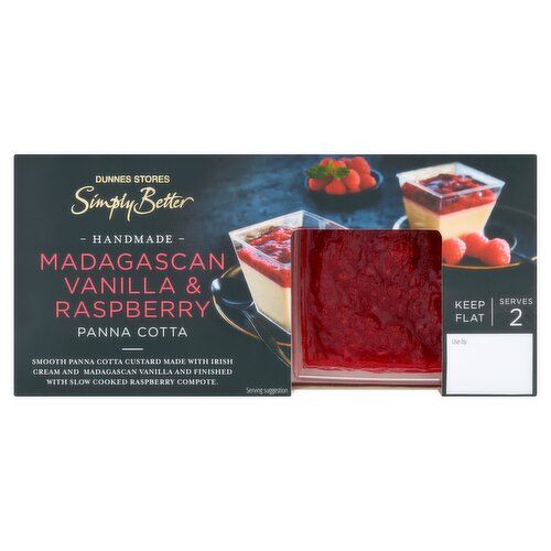 Dunnes Stores Simply Better Handmade Madagascan Vanilla & Raspberry Panna Cotta 2 x 140g