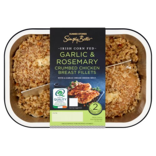 Dunnes Stores Simply Better Irish Corn Fed Garlic & Rosemary Crumbed Chicken Breast Fillets 400g