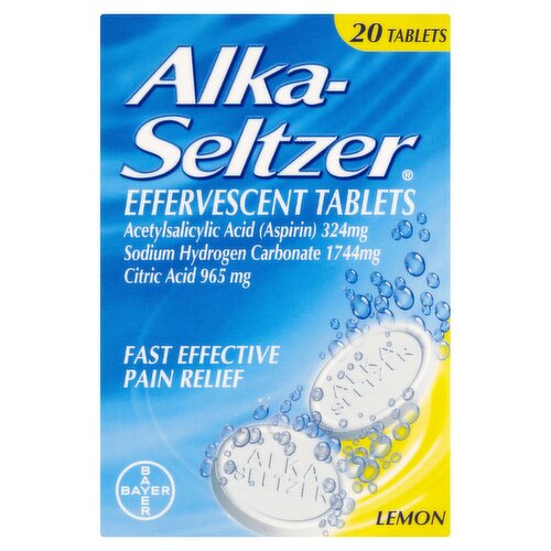 Alka-Seltzer Pain Relief 20 Soluble Tablets Lemon Flavour