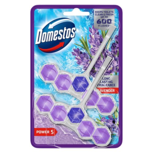 Domestos Power 5 Lavender Toilet Rim Blocks 2x 50 g