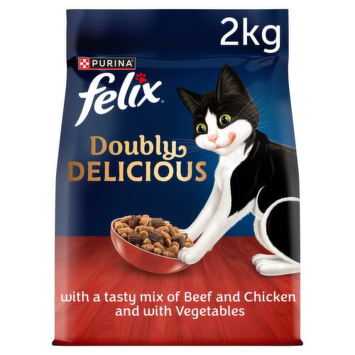 FELIX Doubly Delicious Beef, Chicken & Veg Dry Cat Food 2kg