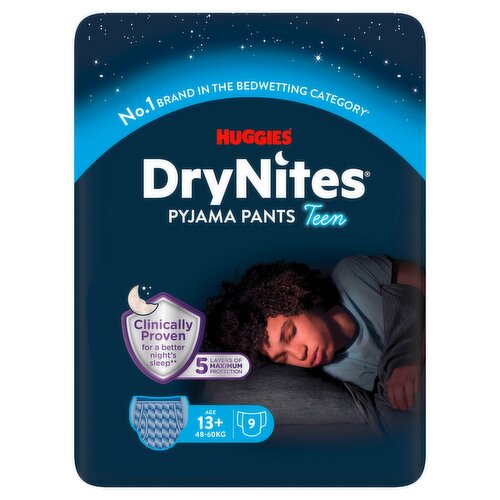 Huggies DryNites Boy Pyjama Pants for Bedwetting 13+ 48-60kgs x 9 pants