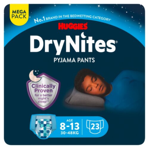 Huggies DryNites Bedwetting Pyjama Nappy Pants Boy MEGA Pack - Age 8-13 - 23 Pants