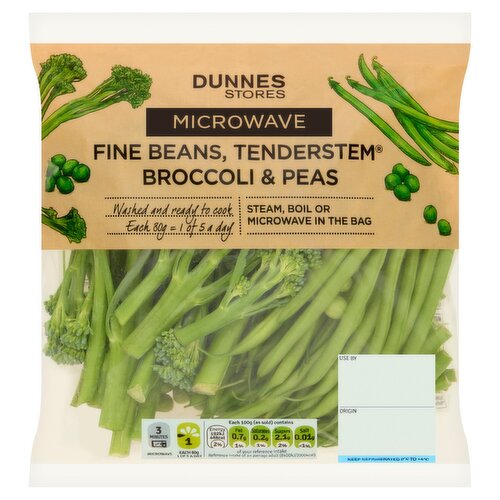 Dunnes Stores Microwave Fine Beans, Tenderstem Broccoli & Peas 330g