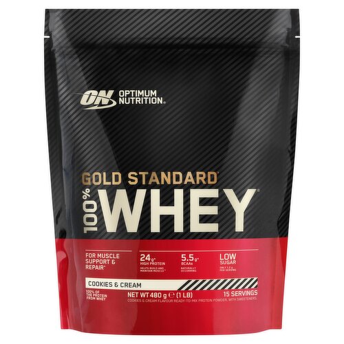 Optimum Nutrition 100% Gold Standard Whey Protein Powder Cookies & Cream 15 servings 480g