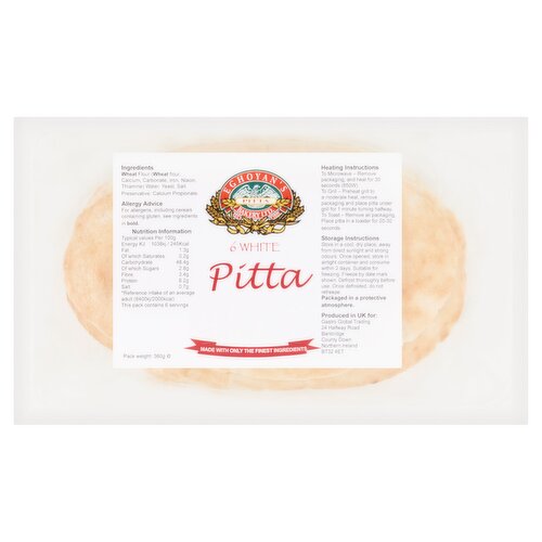 Eghoyan's Bakery Ltd 6 White Pitta 360g