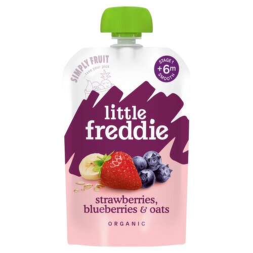 Little Freddie Organic Strawberries, Blueberries & Oats Smooth Stage 1 +6m 100g