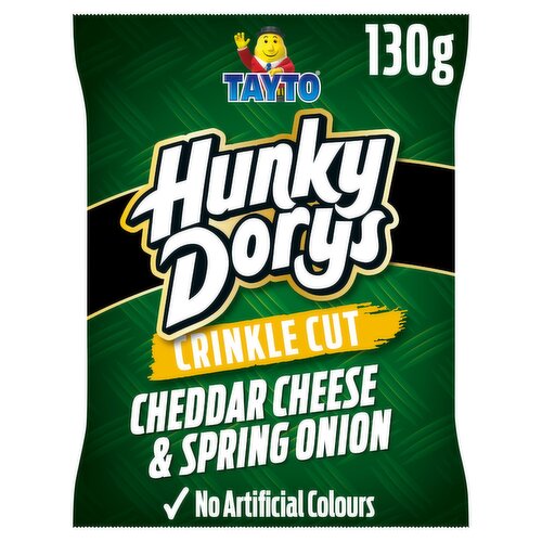 Tayto Hunky Dorys Cheddar Cheese & Spring Onion Flavour Crinkle Cut Potato Crisps 130g