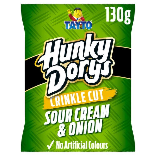 Tayto Hunky Dorys Crinkle Cut Sour Cream & Onion Flavour Potato Crisps 130g