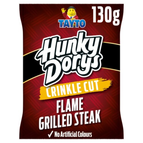 Tayto Hunky Dorys Crinkle Cut Flame Grilled Steak Flavour Potato Crisps 130g