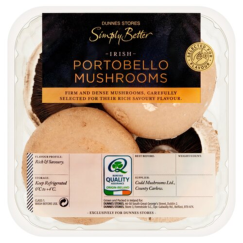 Dunnes Stores Simply Better 4 Irish Portobello Mushrooms